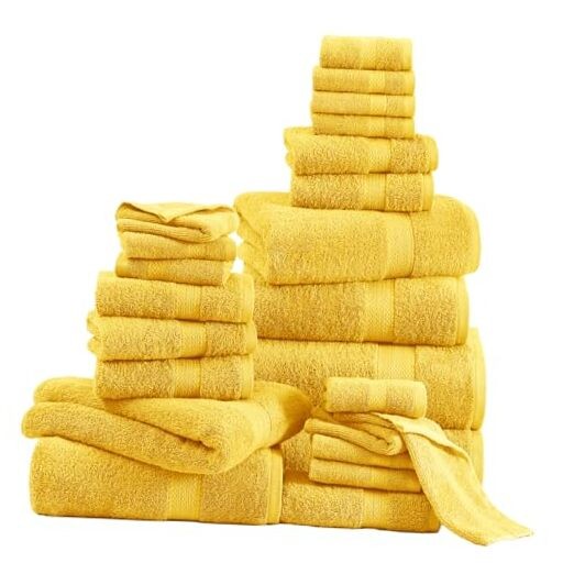 100% Cotton Bathroom Towel Set - 24 Pcs - Ring 24 Piece Towel Set 16: Mimosa