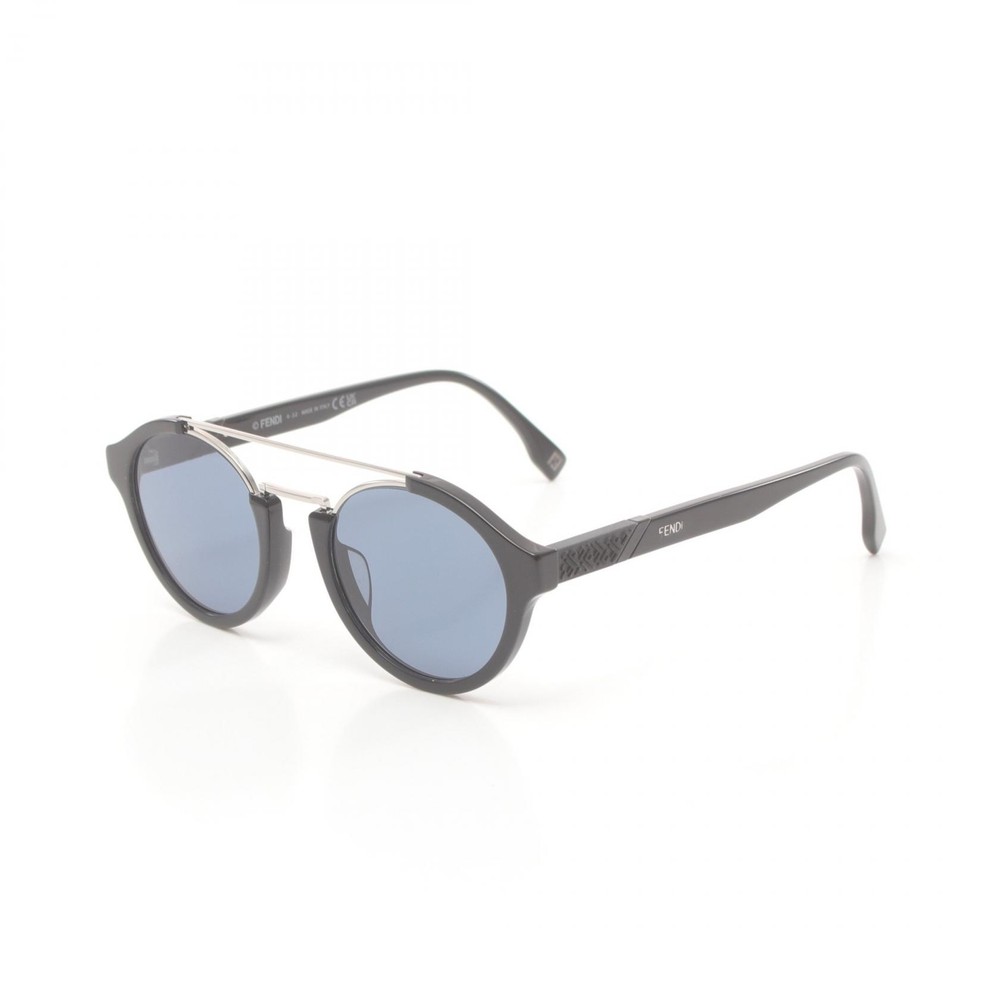 FENDI Diagonal Plastic Metal Sunglasses Black Silver 40058U01V