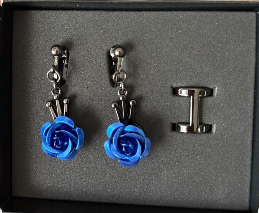 Ado LIVE TOUR 2024 Heart Earrings Blue Rose Japan Fashion Accessory