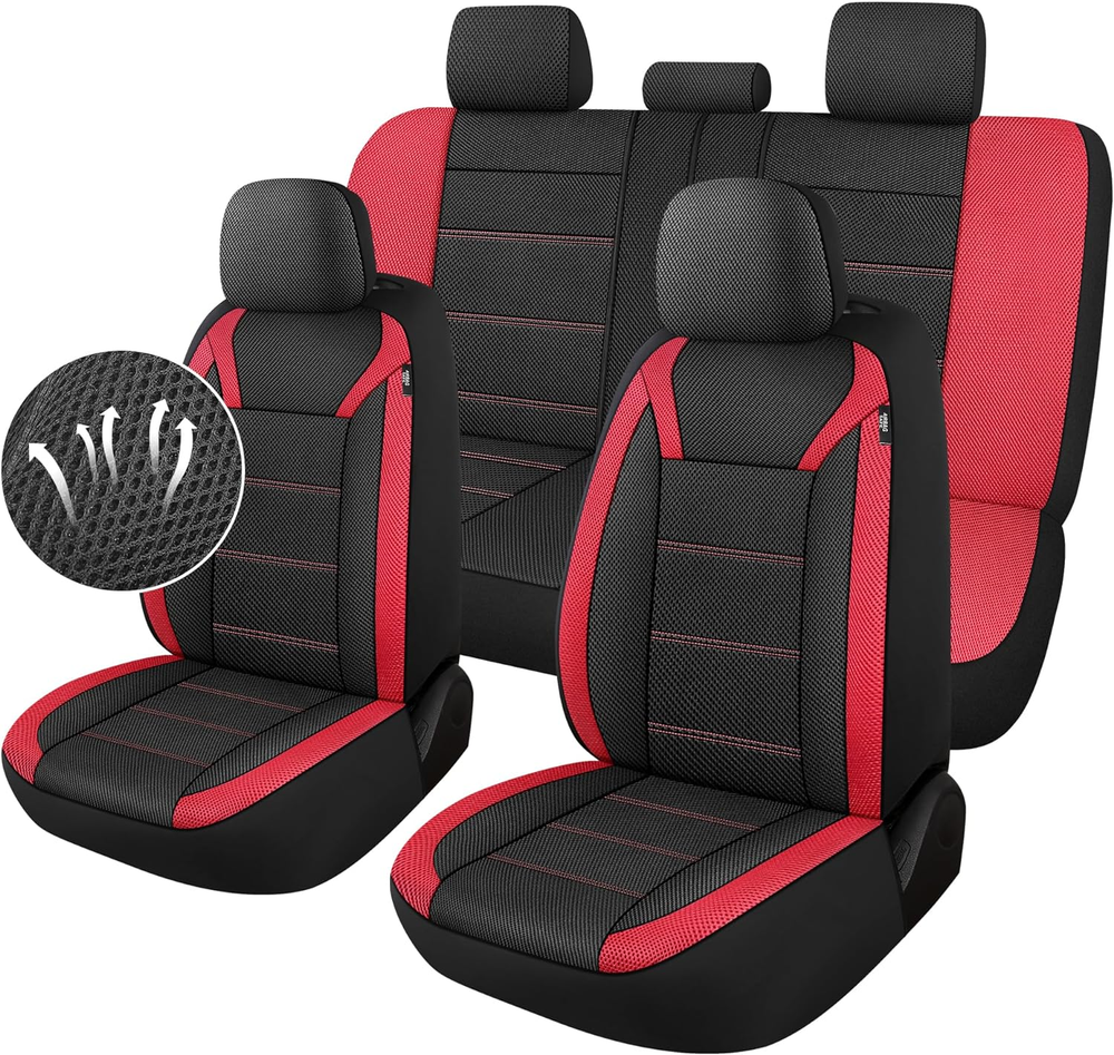 3D Air Mesh Car Seat Covers Full Set, Breathable Split Bench Compatible Seat Cov