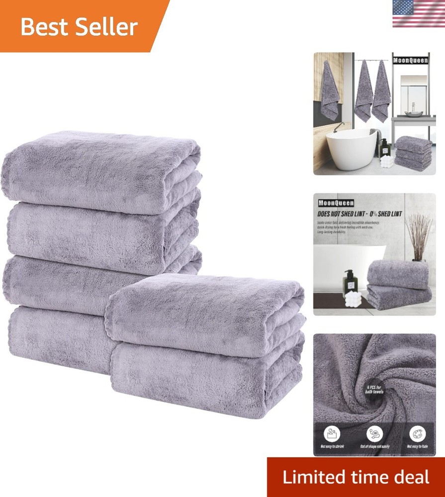 6 Pack Soft Coral Velvet Bath Towels - Ultra Absorbent Quick Dry Microfiber