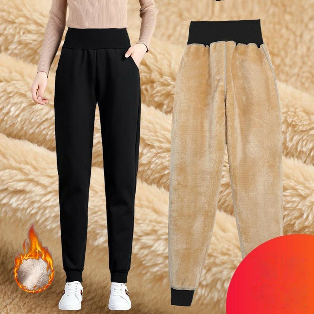 Sweatpants 1*Pant Warm Casual Fleece Fur Lined Harem Joggers Lining Loose Pants
