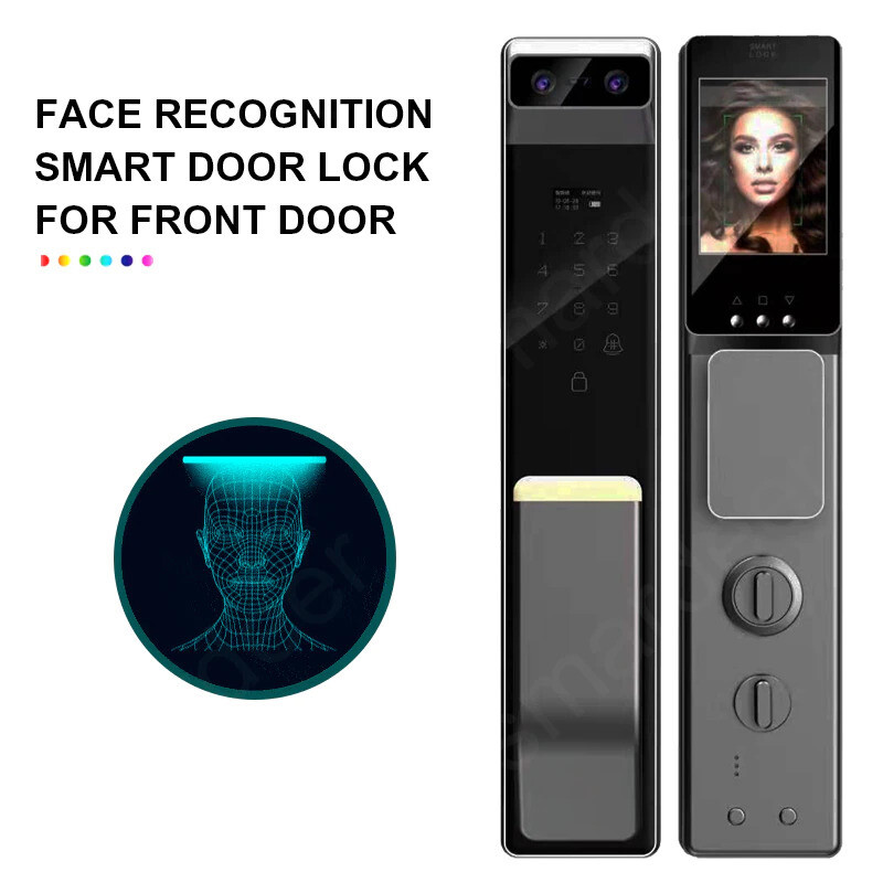 Face Recognition Smart door Lock HD Video Camera Biometric Fingerprint Lock wifi-image