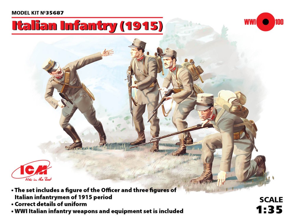 Scale Figure 1/35 ICM 35687 The Infantry of Italy (1915) WWI - Plastic Model Kit