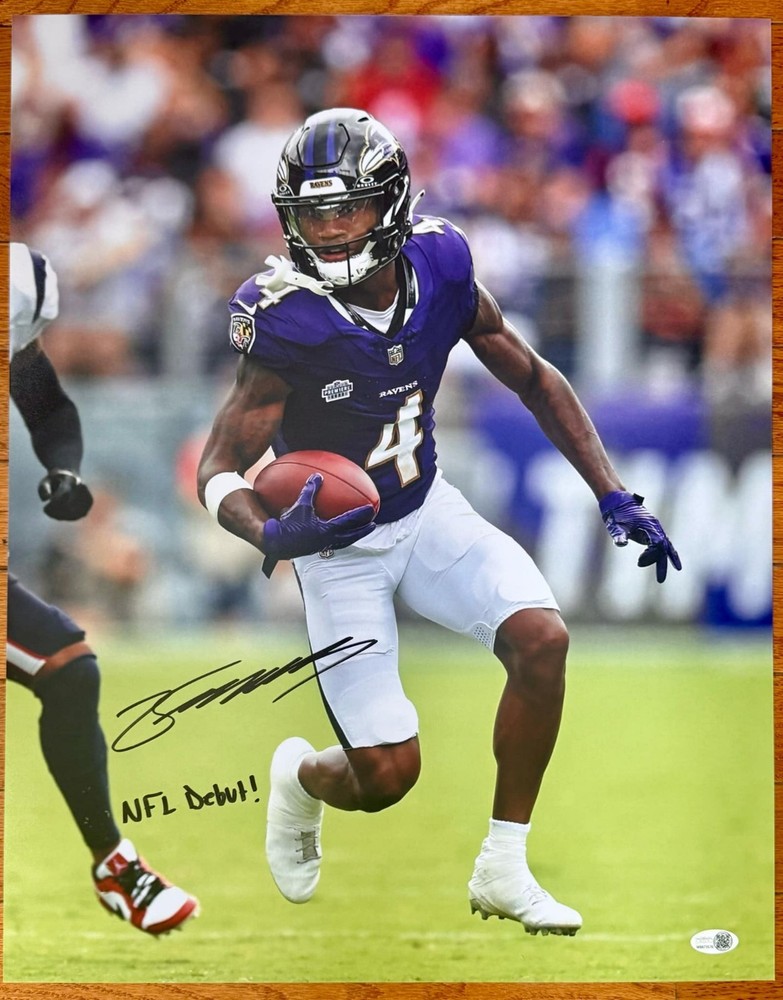 ZAY FLOWERS Autographed 16x20 Baltimore Ravens NFL Debut Photo JSA Certified