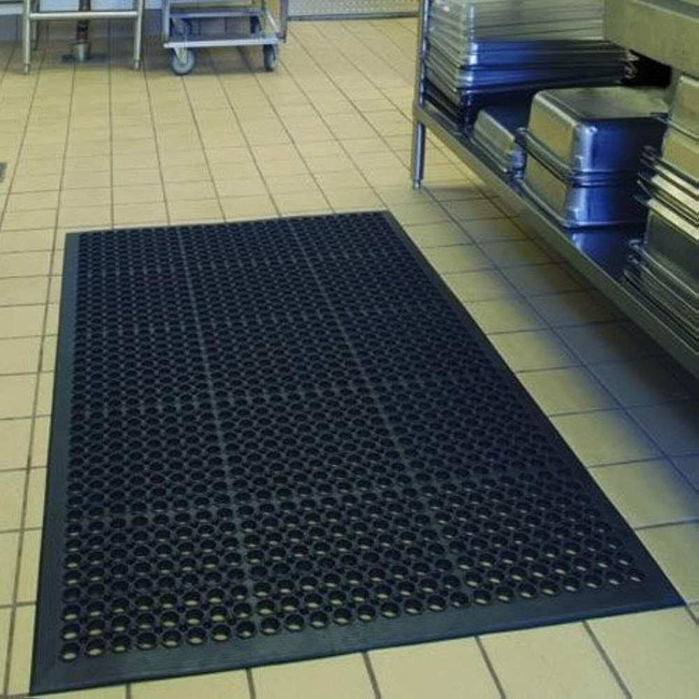 Non-Slip Rubber Anti-Fatigue Drainage Mat for Restaurant Kitchen Outdoor Commercial Use