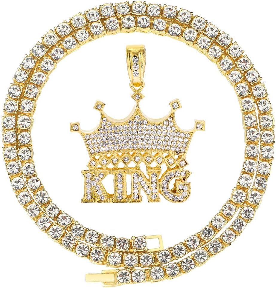 14K Gold Silver Plated Hip Hop Rapper Pendant Chain Necklace for Men Iced Out