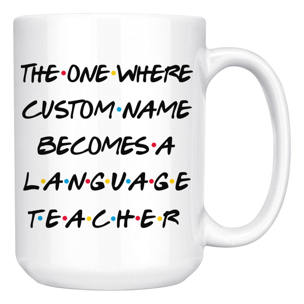 Personalized Language Teacher Job Promotion Coffee Mug, Teacher Graduation Gift