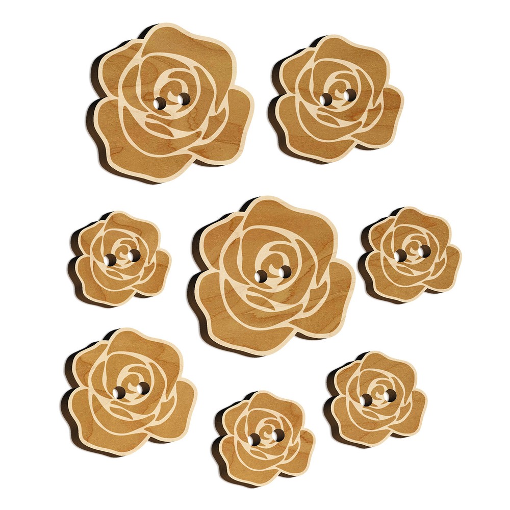 Rose Flower Solid Wood Buttons for Sewing Knitting Crochet DIY Craft