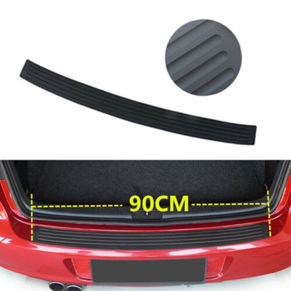 Black Rear Bumper Rubber Cover Strip Protects Against Scratches Adhesive Universal Fit 90x8cm