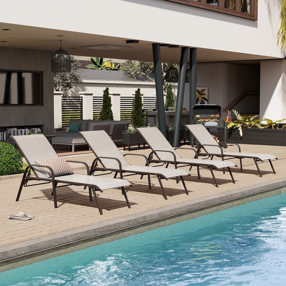 Crestlive Adjustable Outdoor Chaise Lounge Chairs for Patio and Pool