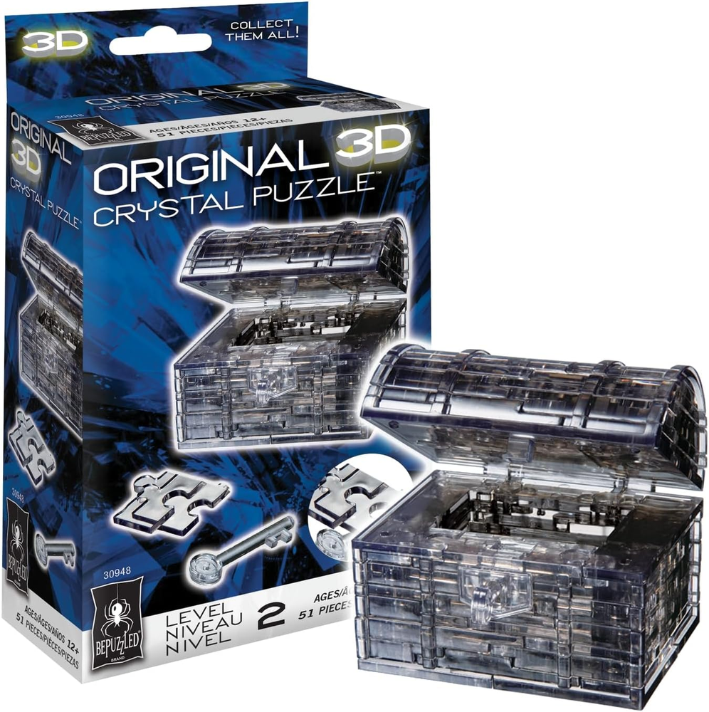 Original 3D Crystal Puzzle - Treasure Chest, Black - Fun Yet