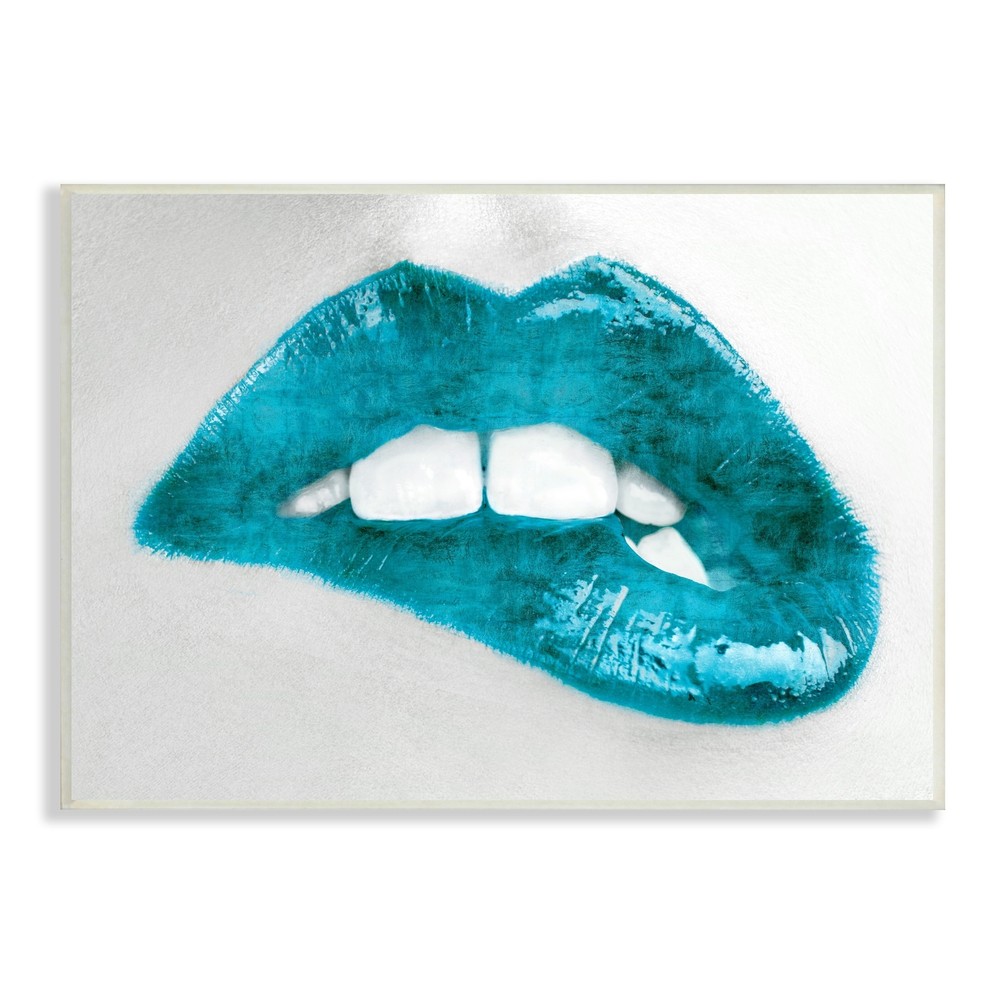 Stupell Modern Blue Fashion Lip Bite Feminine Glam