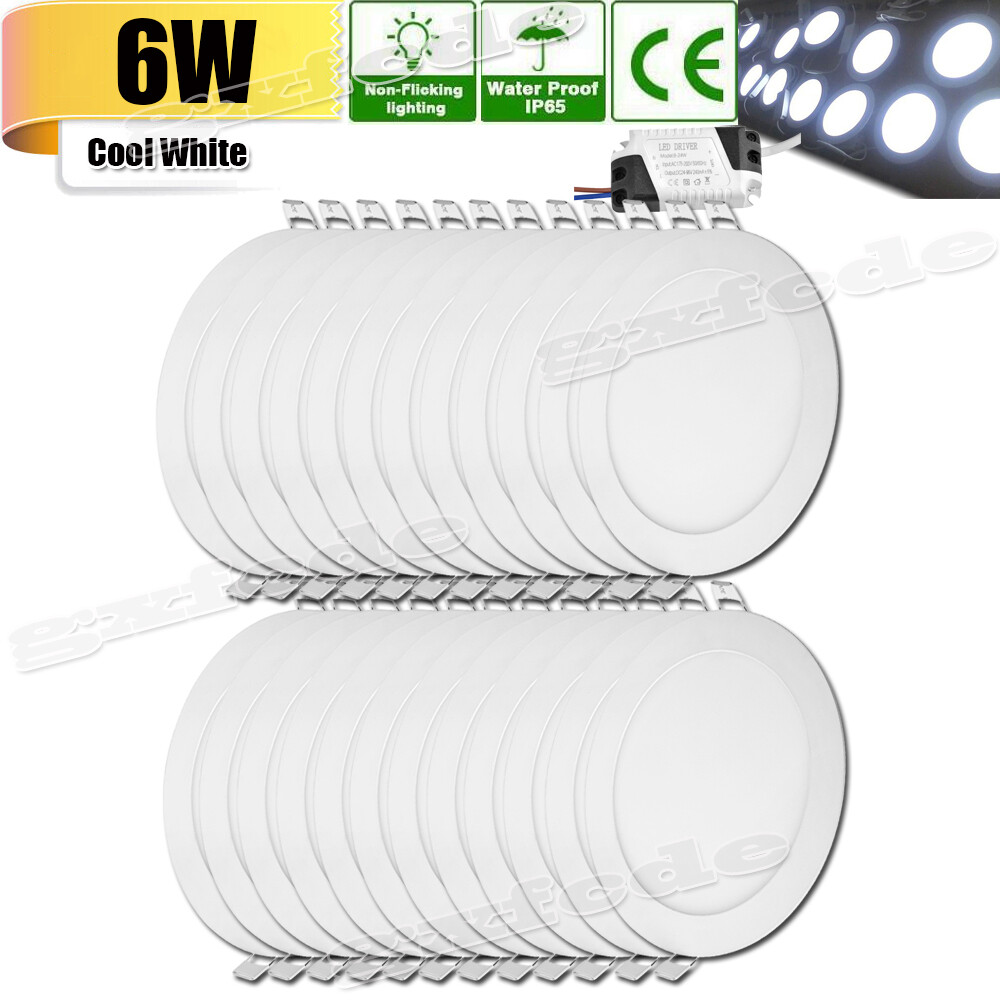 24X 6W 4 Inch Round Cool White LED Recessed Panel Lights