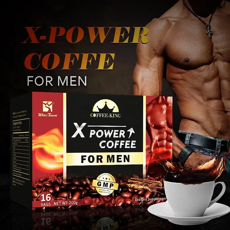 X Power Coffee for Men Herbal Supplement Coffe Energy Maca More Control 16 Bags
