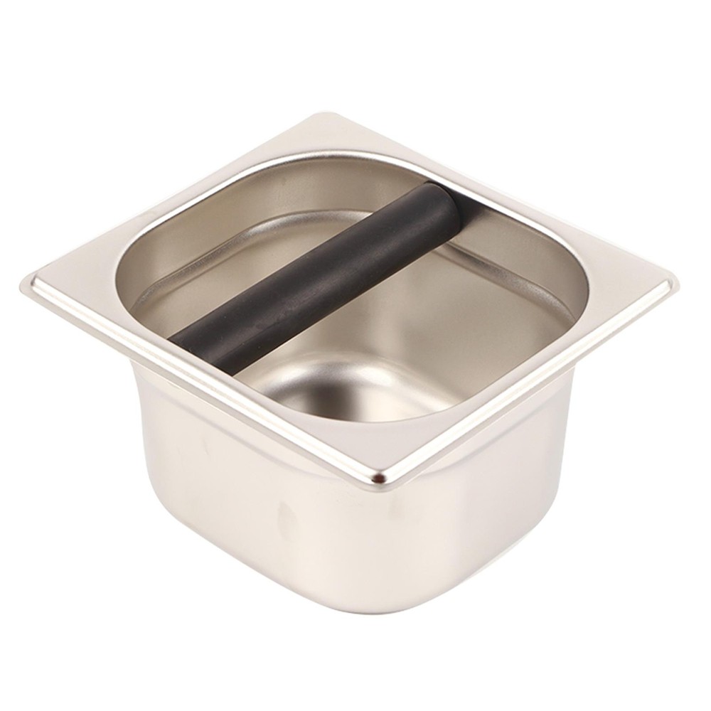 Stainless Steel Espresso Knock Box with Rubber Bar for Easy Coffee Grounds Disposal