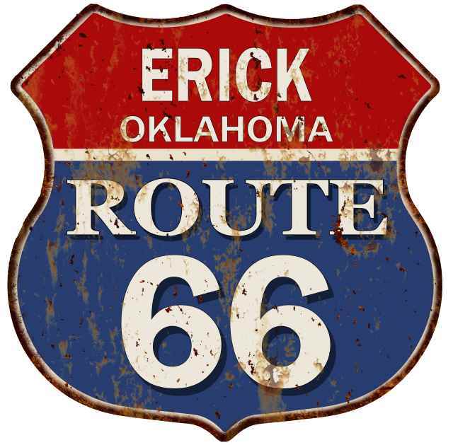 ERICK, OKLAHOMA Route 66 Shield Metal Sign Man Cave Garage 211110013220