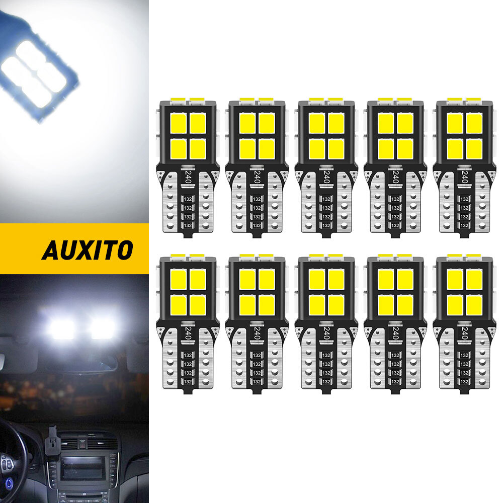 AUXITO T10 LED License Bright Plate 168 2825 194 Light Bulbs 6500K White Super