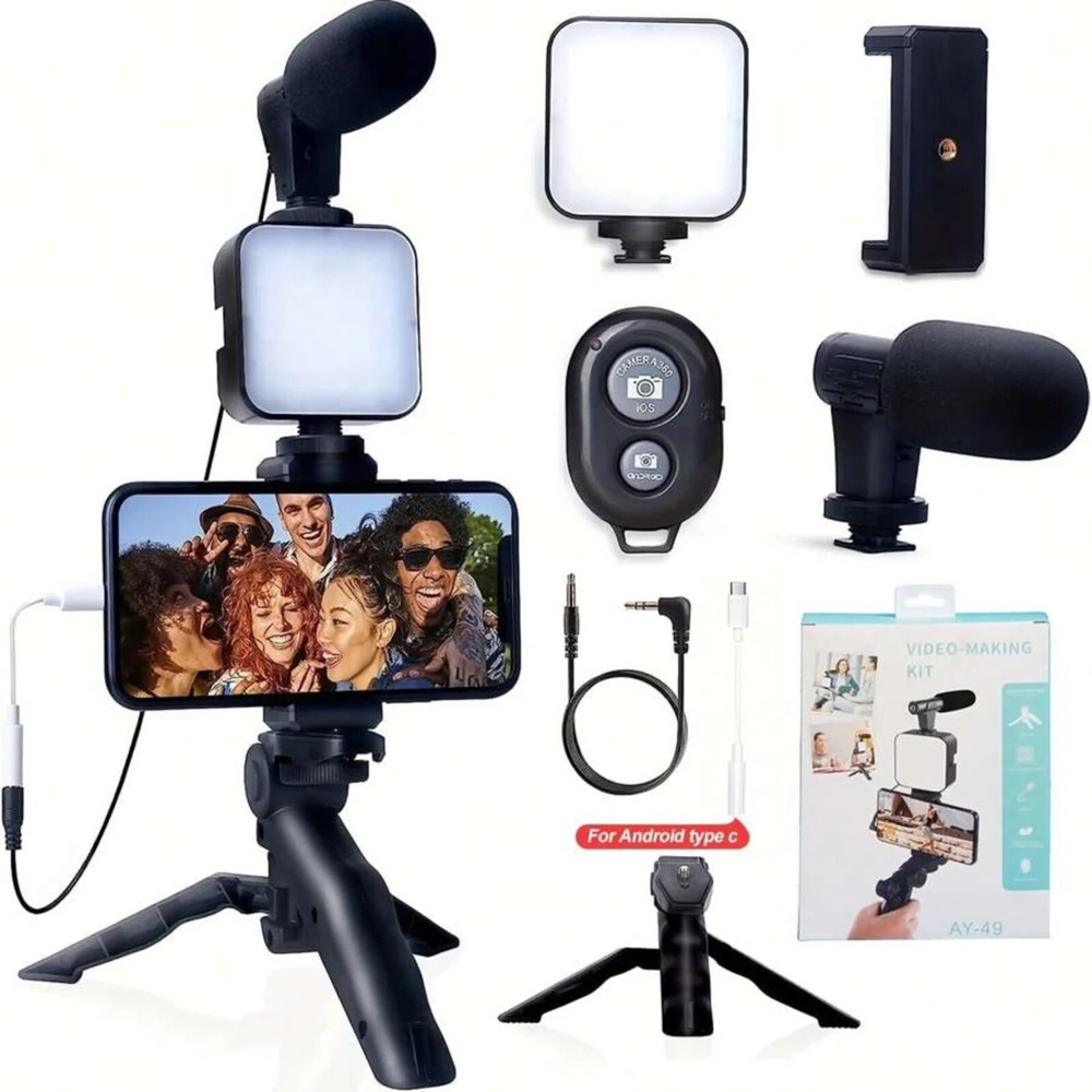 Vlogging Kit YouTube Starter kit with Mini Microphone with Tripod, 36 LED Light