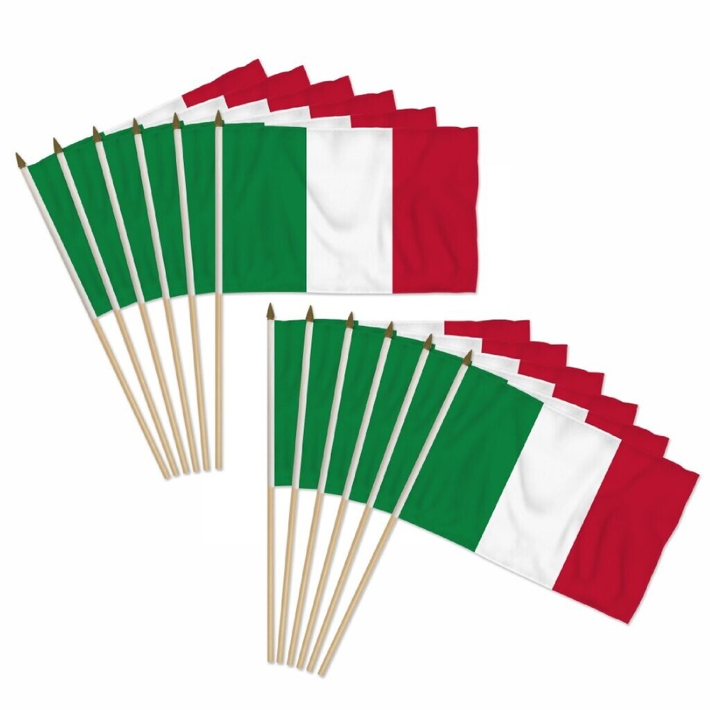 12-piece Italy 12x18 inch handheld country stick flags pack