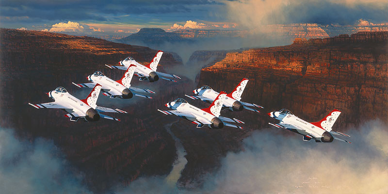 William PHILLIPS Thunder In The Canyon LTD edition Canvas F-16 Grand Thunderbird