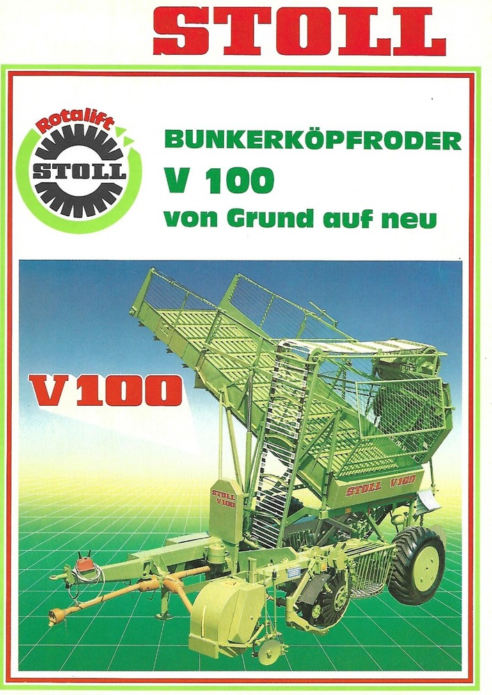 Stoll V100 Sugar Beet Harvester Farm Brochure c1986 German Language F9052