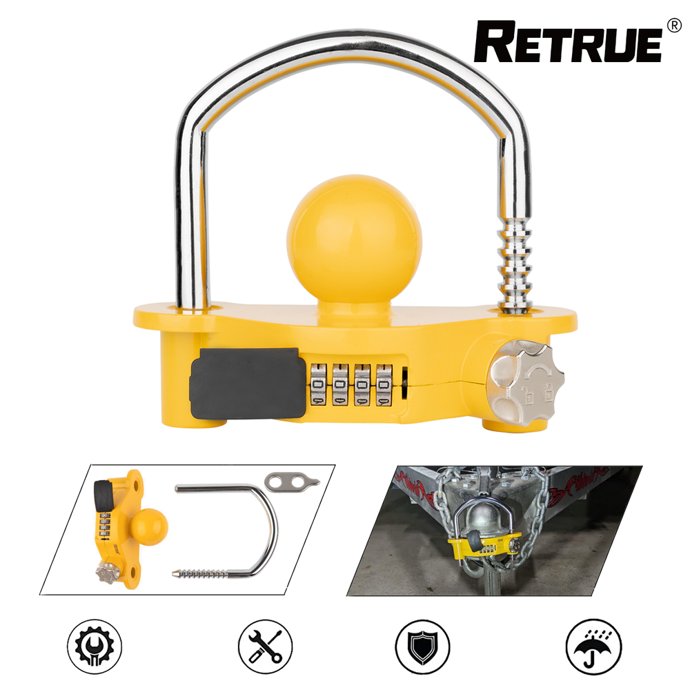 Password U-shaped Trailer Lock W/ Waterproof Cover 4Digit Password RV Anti-Theft-image