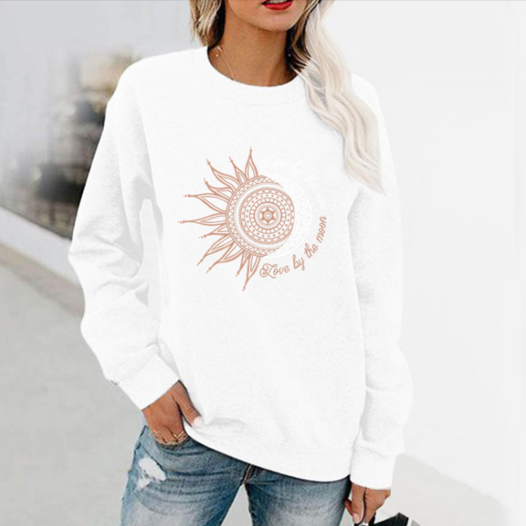 Women's Stylish Printed Long Sleeve Round Neck Casual Sweatshirt