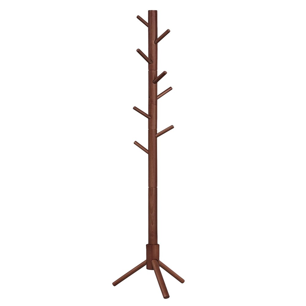 VASAGLE Solid Wood Tree Coat Rack with 8 Hooks for Entryway or Bedroom Storage