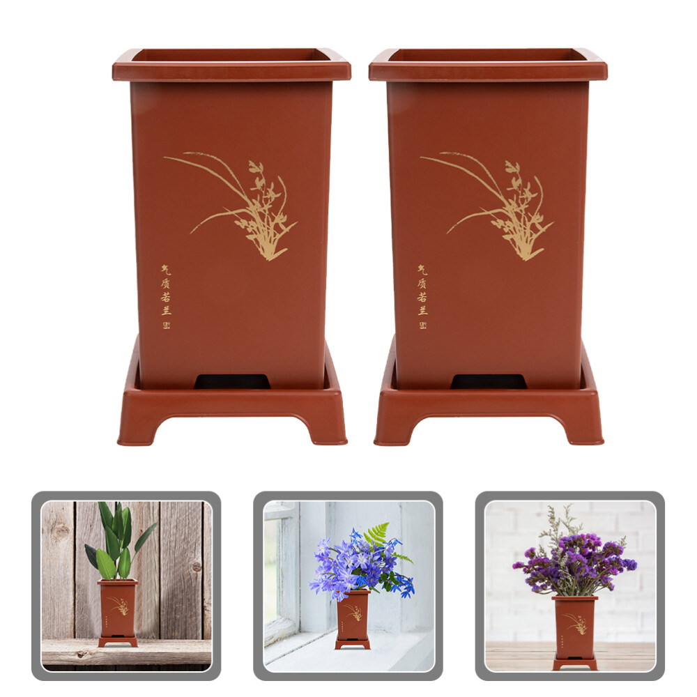 2 Sets Plant Pots Orchid Flower Pots Flower Planter Decorative Flower Pots