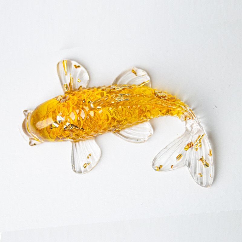 Natural Citrine Quartz Crystal Koi Fish Epoxy Resin Stone Fancy Carp Lucky Reiki