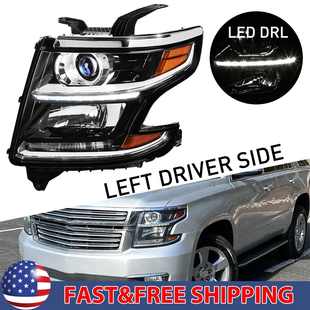 FOR 15-20 CHEVY TAHOE SUBURBAN LED BLACK CORNER DRL PROJECTOR HEADLIGHT Left 1X