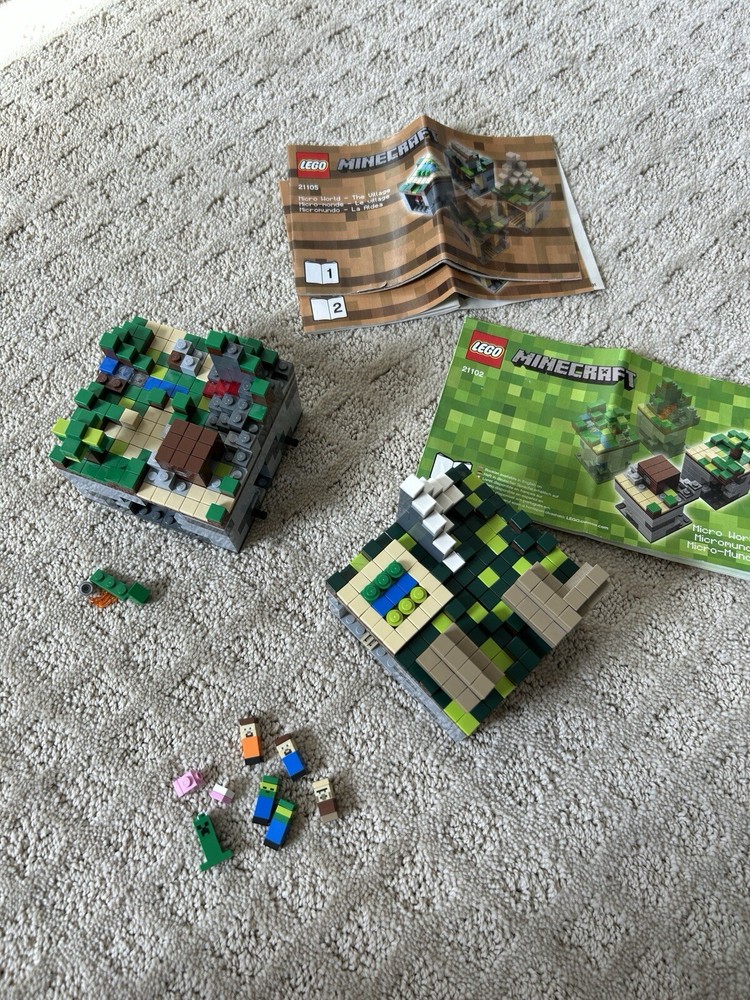 Lego Minecraft Micro Worlds Sets 21105 and 21102 Build and Play
