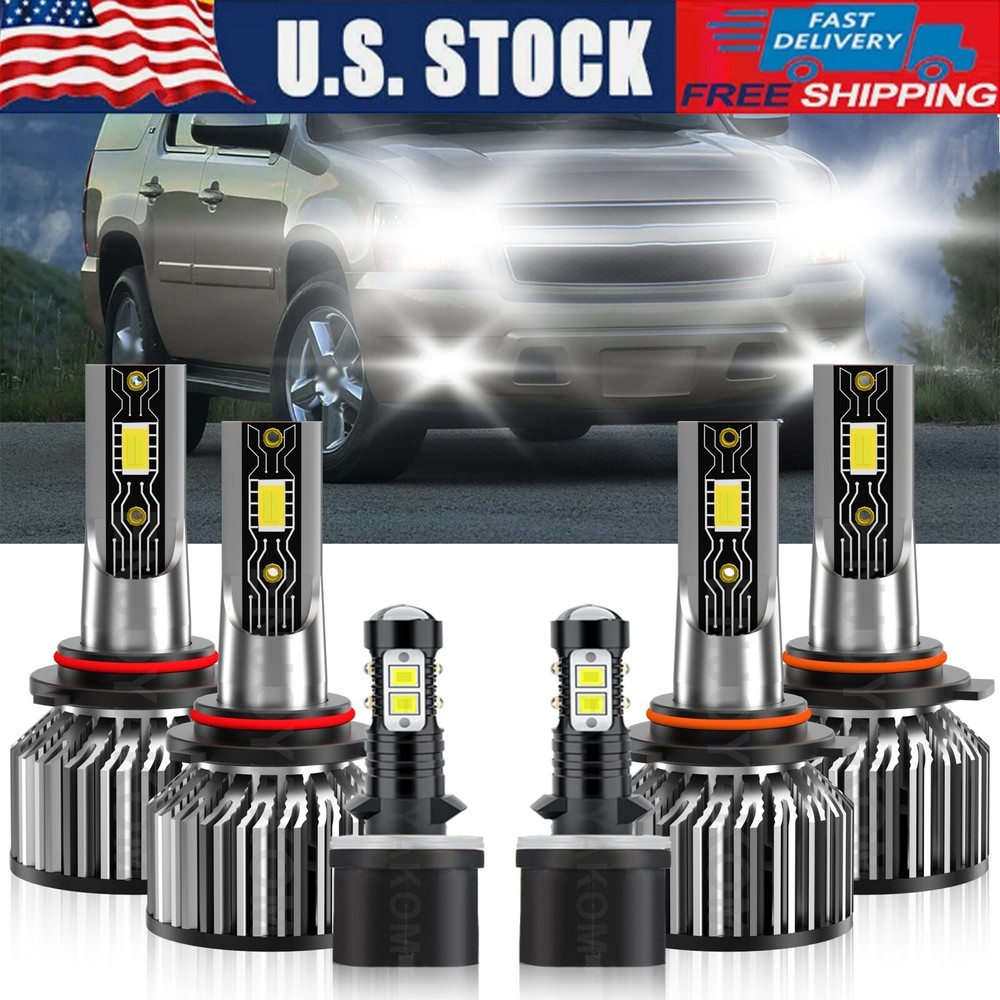 For Chevy Suburban Tahoe 2000-2006 LED Headlight High Low Beam +Fog Light Kit