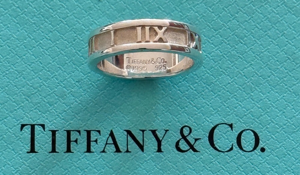 Tiffany & Co. Atlas Ring Roman Numeral Sterling Silver 925 Size  7  1/2 US