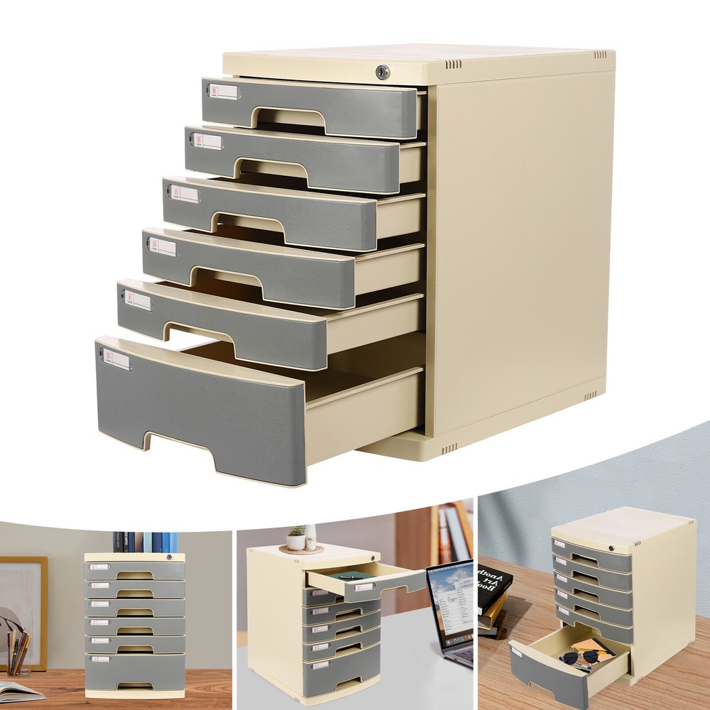 6-Drawer Lockable Desktop Storage Box for Home or Office Organization  
