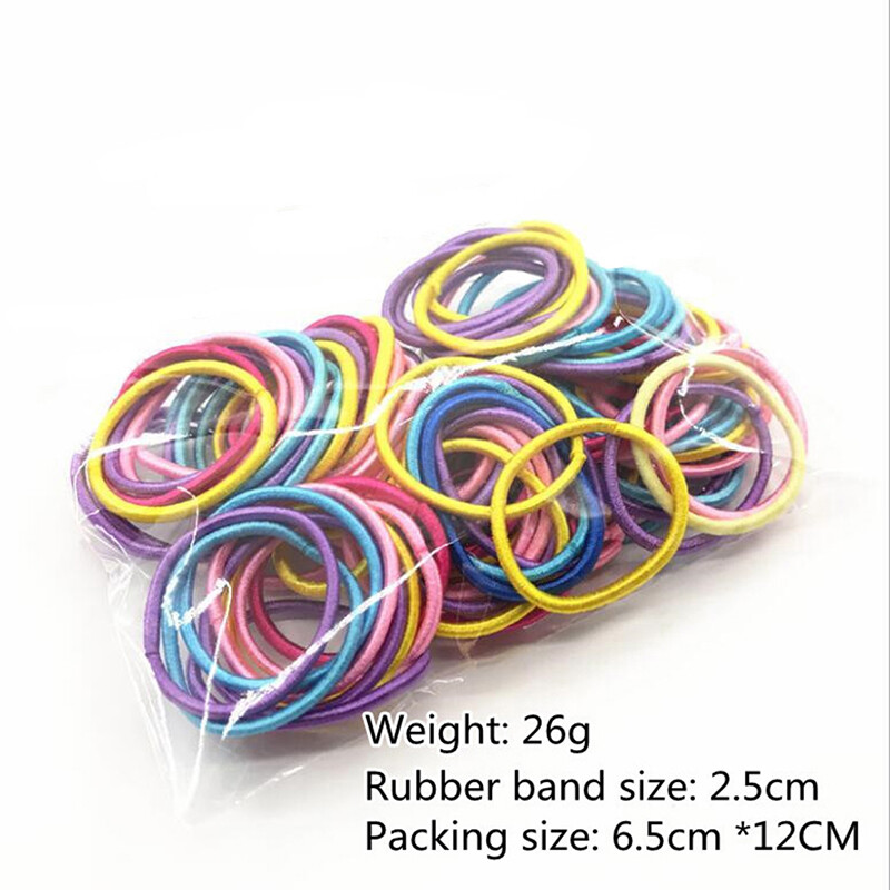 100pcs Colorful Nylon Elastic Hair Bands for Girls Kids Ponytail Holders Scrunchies