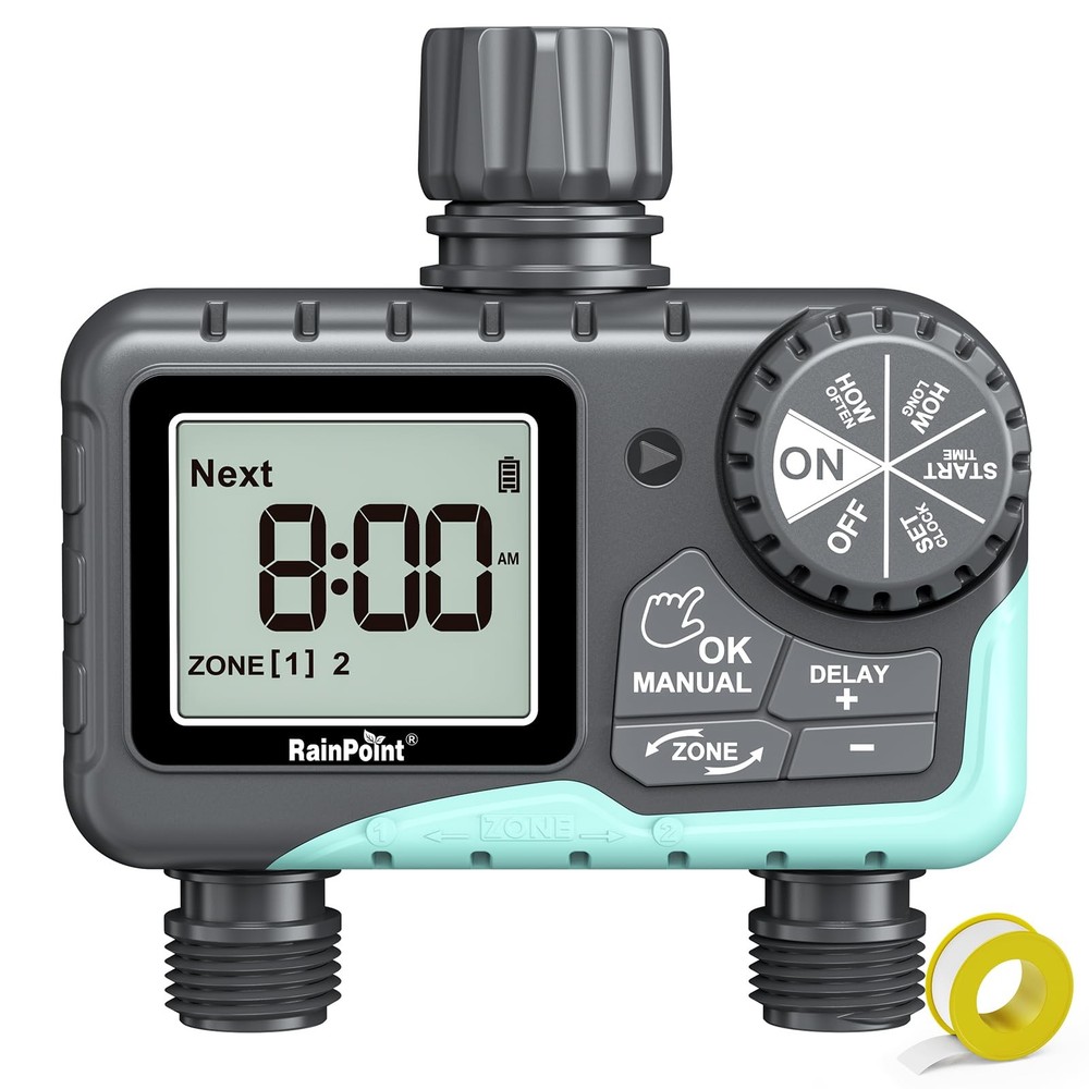 2-Outlet Programmable Garden Hose Sprinkler Timer for Drip Irrigation