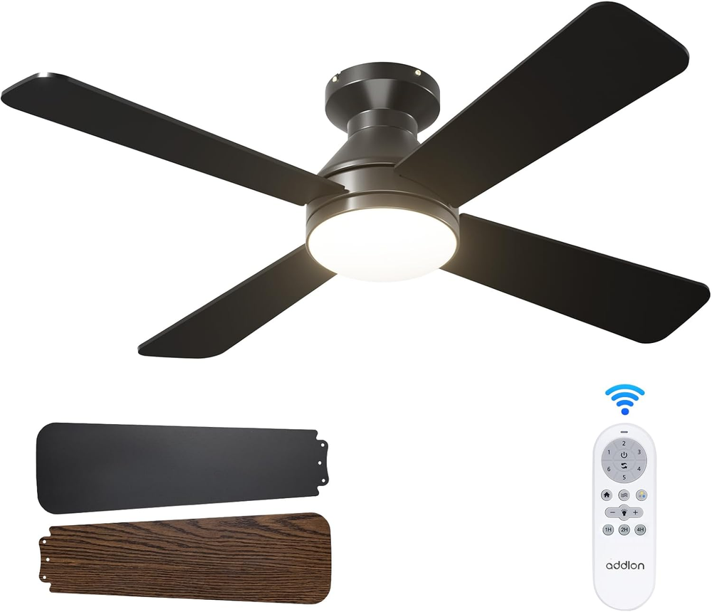 42 Inch Low Profile Ceiling Fan with Lights and Remote Control  160;Modern Style  