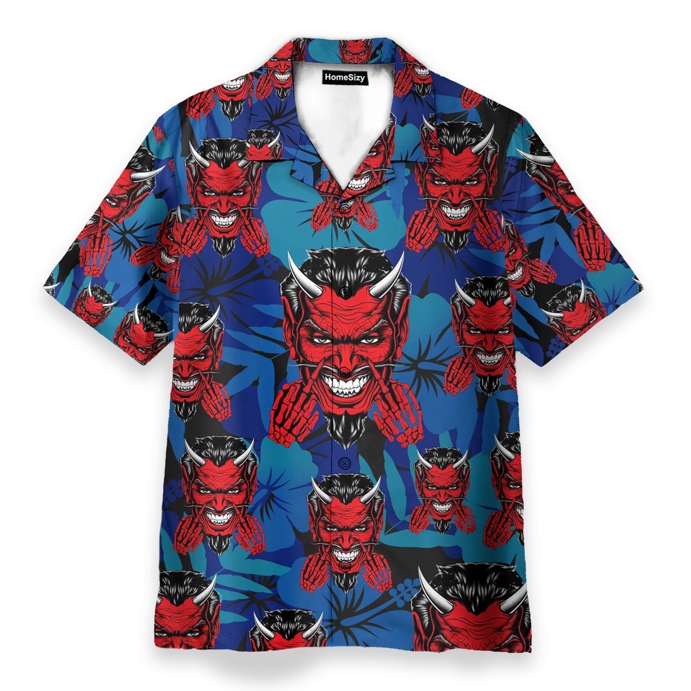 Lucifer Mens Buttons Up Shirts   Hawaiian Shirt Beach Shorts