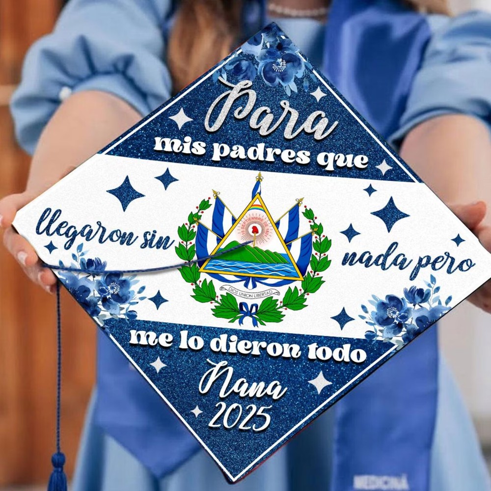 Custom Handmade Latina Graduation Cap Topper for El Salvador Grads  -image