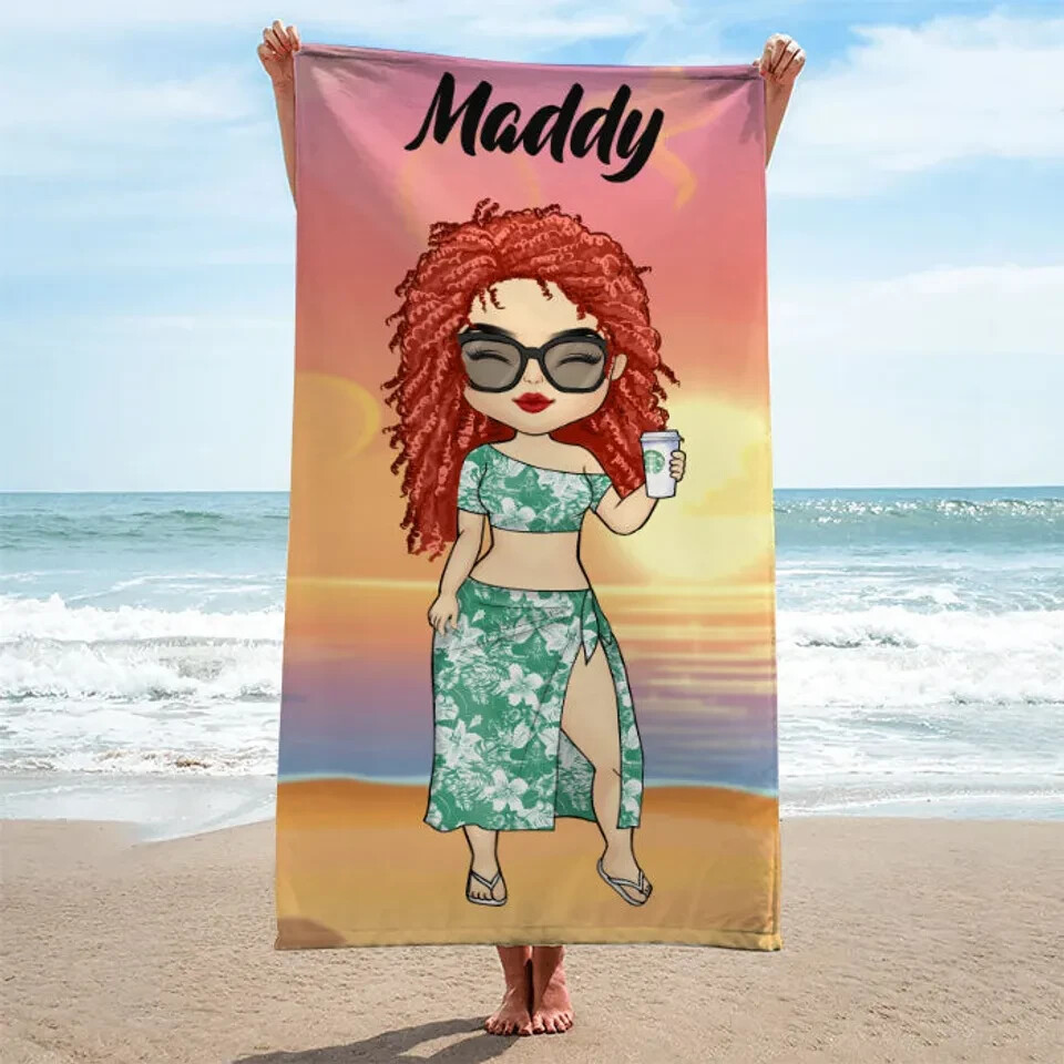 Chibi Family Summer Beach Towel - Custom Vacation Gift  