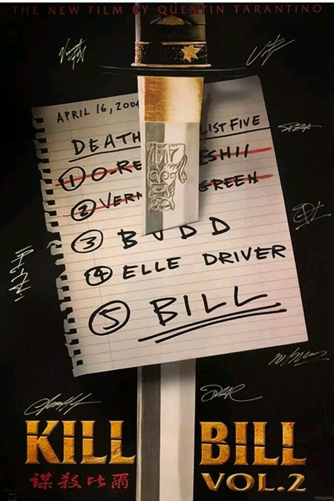 Kill Bill Vol 2 Rare Signed Movie Poster
