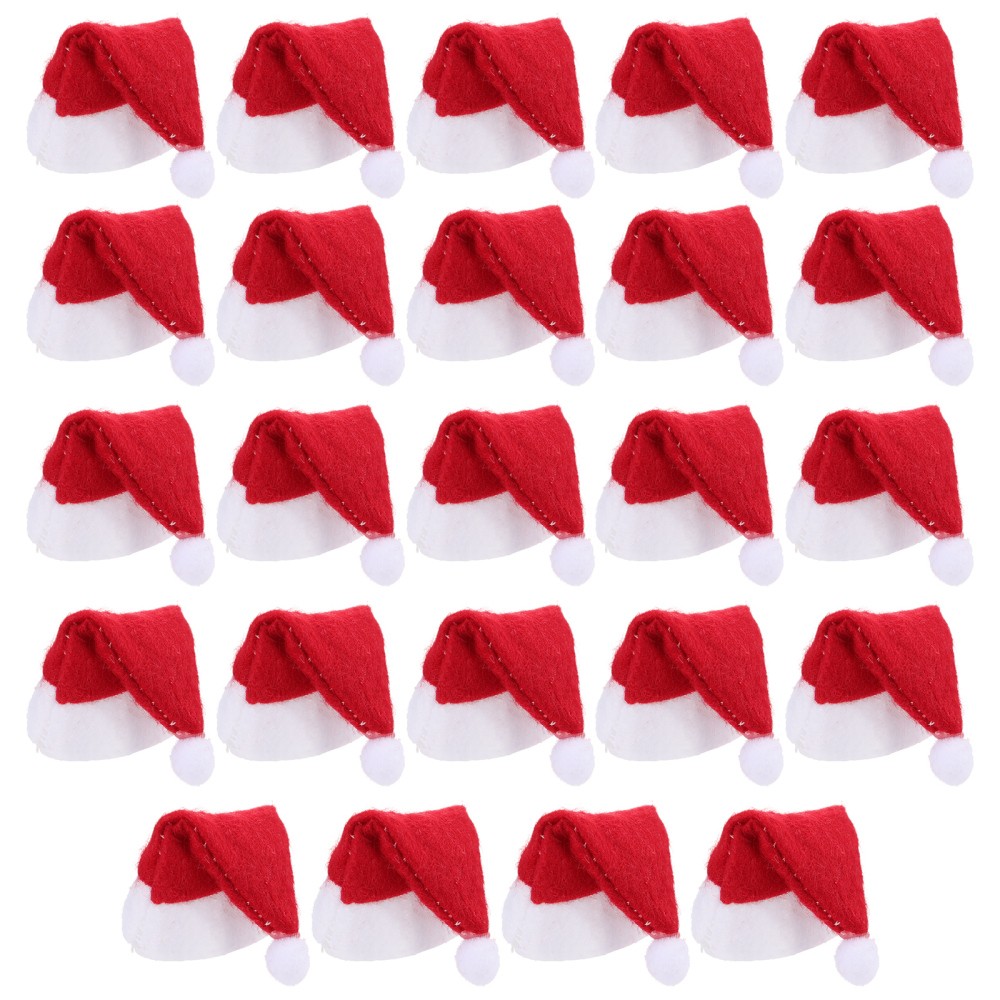 24 Mini Santa Hats for DIY Crafts, Dolls, and Adults Christmas Costume Accessories