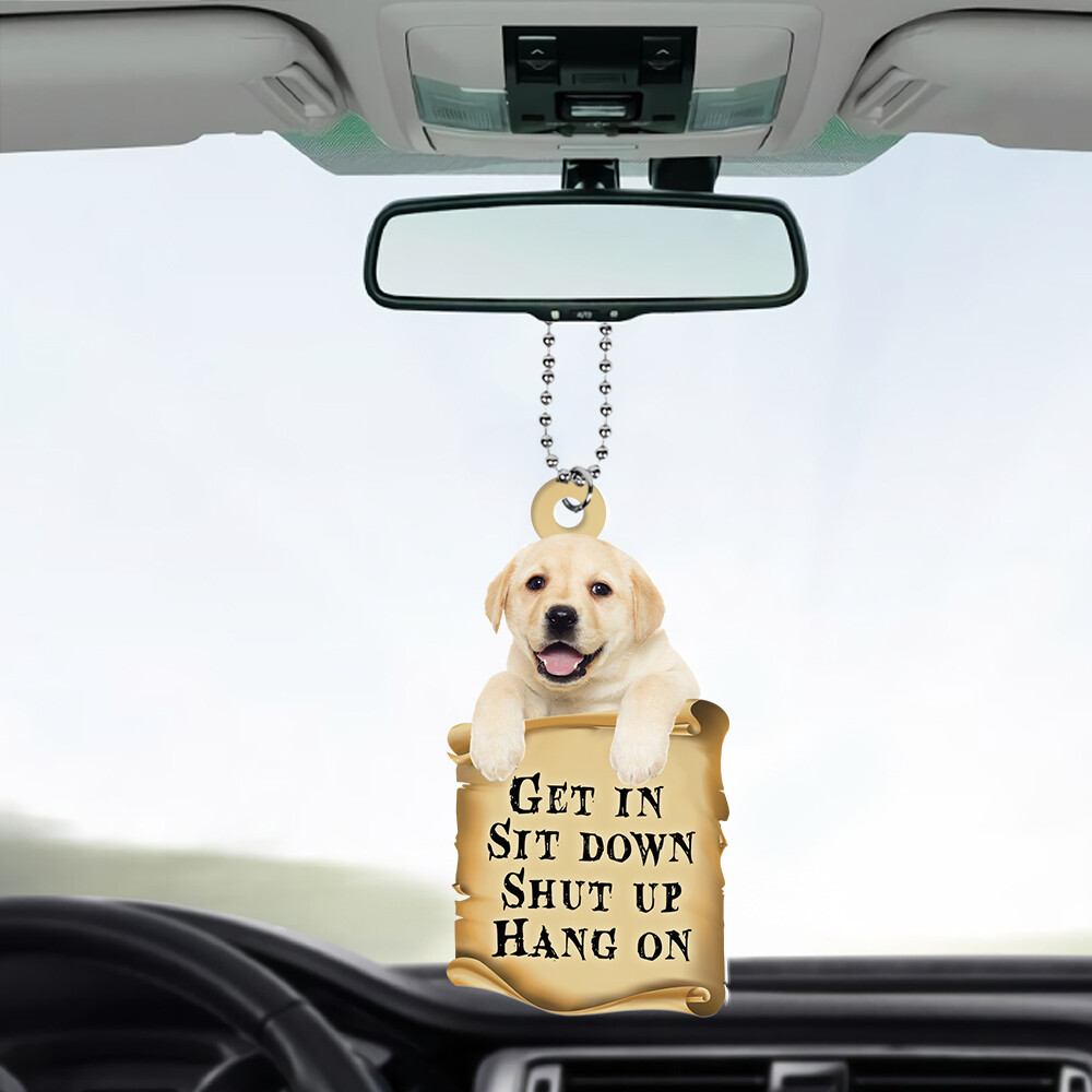 Funny Labrador Retriever Dog Get In Sit Down Shut Up Hang On Car Ornament Gift