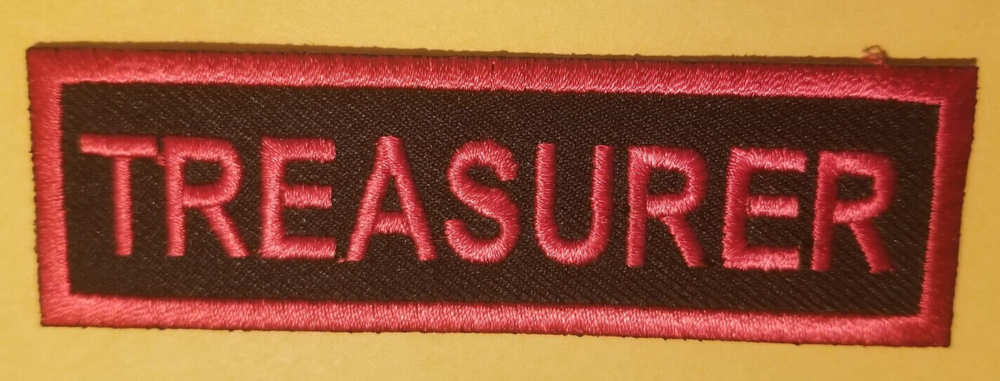 TREASURER Club Officer Embroidered Patch Worldwide shipping red