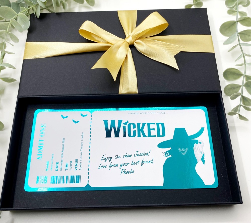 Personalised Wicked Theatre Ticket Gift with Foiled Surprise Reveal