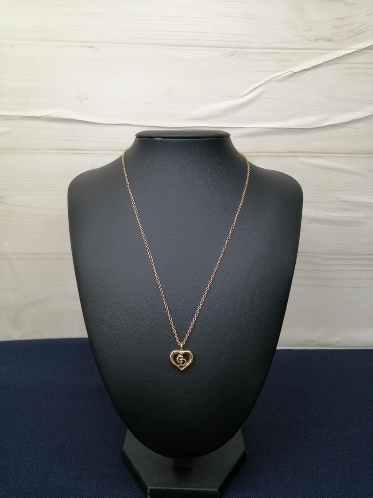 Christian Dior CD Logo Heart Pendant Necklace Y0619