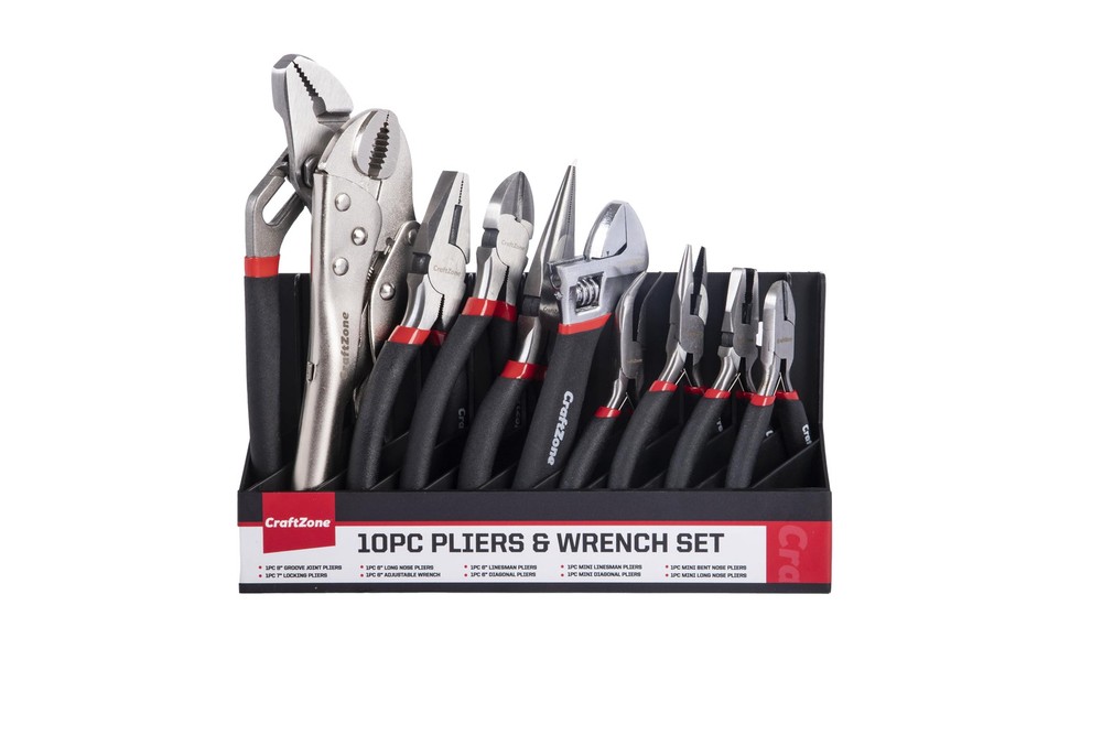 10PC Pliers&Wrench Set, Includes Locking Pliers,Long Nose Pliers,Diagonal Pli...