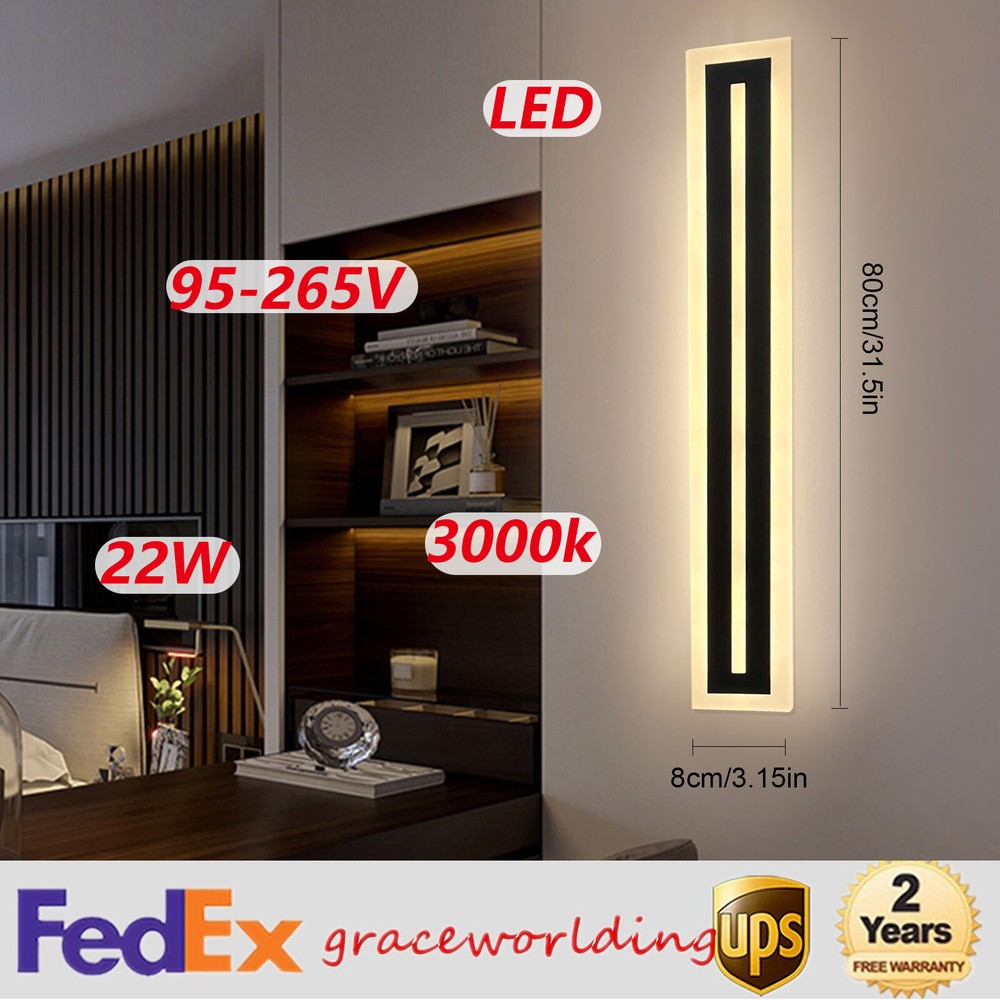 Modern LED Wall Light Sconce Outdoor Long Strip Lamp Exterior Light Waterproof